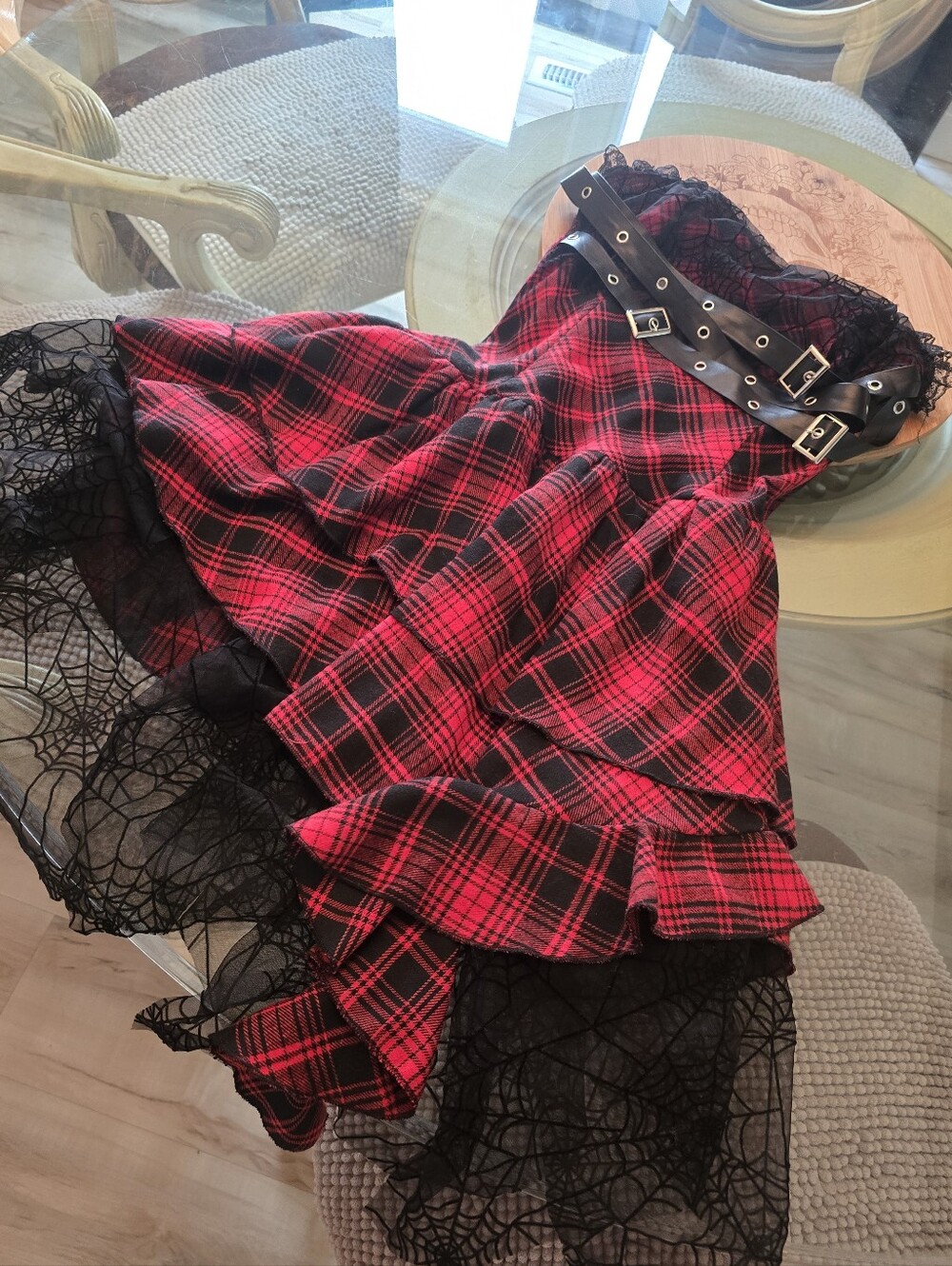 Spiderweb Romance Plaid Dress